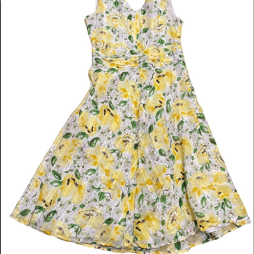 Amanda Lane Green Yellow Floral Sleeveless Dress Size 8